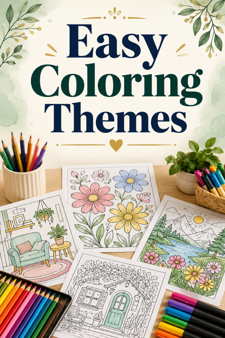 Cottagecore Coloring: The Cozy Hobby for Slowing Down Easy coloring themes with floral coloring pages, pencils, markers, and soft botanical decor.