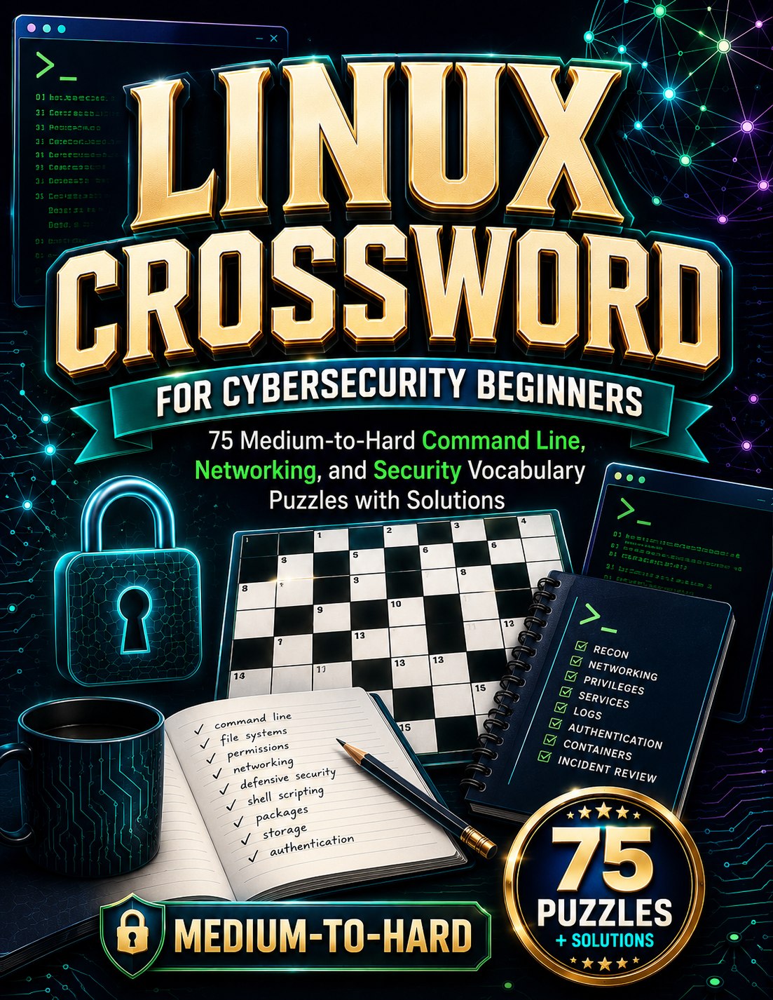 Linux Crossword for Cybersecurity Beginners front cover
