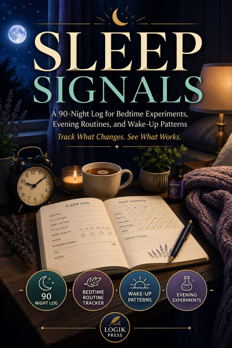 Small Evening Routine Changes That Actually Improve Sleep Sleep Signals 90-night sleep log front cover